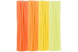 QIKAARA 100 Pieces Yellow Pipe Cleaners for Craft, 6 mm x 30 cm Long Pipe Cleaners, Flexible Chenille Stems Craft Supplies, Chenille Wire Bending Plush for DIY, Art Project, Decoration (4 Styles Yellow)
