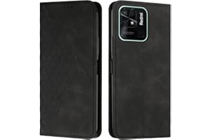 KOUYI Funda para Xiaomi Redmi 10C 4G, PU Cuero Flip Folio Carcasa [Magnético][Soporte Plegable][Ranuras para Tarjetas],Capa Tipo Libro Flip Case Wallet,Antigolpes Cover (Negro)