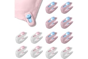 xiaoxianxian 12 Pièces Attache Couette,Antidérapants Pince Housse de Couette,Clip Drap de Lit,Pince à Linge (6Blanc+6Rose)