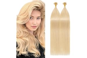 50cm - Silk-co Extensiones de Queratina Cabello Natural 1g * 100 Mechas 100% Remy sin Clip U Tip Keratina Hair Extensions Pelo Humano - 24# Rubia Natural