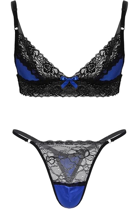 Sissy Abbigliamento Per Gli Uomini Sexy Sissy Lingerie Pizzo Biancheria Intima Degli Uomini Reggiseno Mutandine Crossdress Gamba Anello Cinghia Perizoma Pura Erotico Elasti, Nero , S - Foto 6