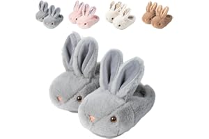 Nasogetch Chaussons Enfant Garçon Fille Hiver Pantoufles Antidérapants Bébé Peluche Lapin Mignon Chaud Chaussures