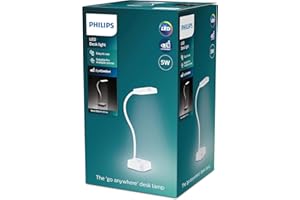Philips LED Rock Desk Lamp [Cool White Light 5000K - White] 5W - Charge with USB. for Home Indoor, Work, Study, Reading Lighting
