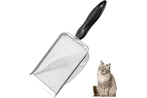 Hahhhha Cat Litter Scoop,Stainless Steel Cat Litter Cleaner Corner Shovel,Durable Kitty Litter Scoop Easy to Scoop,Ergonomic Cat Litter Shovel for All Cat Litter,Metal Garbage Shovel