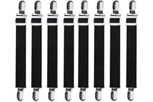 FENRAD Tendeur Drap Housse Lit Réglable, 8 Pièces Drap de Lit Attaches, 30cm à 100cm Tendeurs de Maintien Sangles de Support de Drap de Lit pour Matelas, Canapé Coussin, Nappes, Planche à Repasser (Noir)