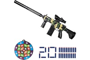 EXTFANS Target de tir Mobile Jeu, 2 Pistolets à Billes en Mousse, 24 Boules de Mousse, Halloween Cadeaux de Noël pour garçons et Filles Jeu de Tir