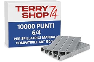 TERRYSHOP74 10000 Spillette 6/4 punti metallici graffette 10000 pezzi per spillatici manuali compatibile art 130/E