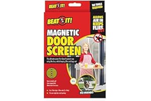 GEN IMPORTS White Magnetic Polyester Mesh Door Screen, 210 x 100 cm (1 Set) - Easy Installation, & Ideal for Pest & Insect Protection