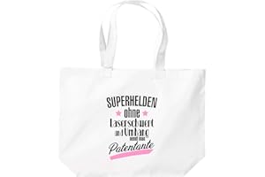Shirtinstyle Beutel, Superhelden Ohne Laserschwert Und Umhang Nennt Man Patentante Tasche Großer Beutel, Grosse Einkaufstasche, Weiss