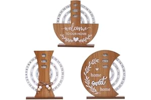 ROSYDUCK Perpetual Calendar, Wooden Disc Perpetual Calendar, Wooden Disc Calendar, Manual Rotating Wooden Block Calendar, Suitable For Home Desk Date Week Month