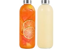 LIMILI Glass Bottles With Stainless Steel Lids, 300/350/750/1000ML Water Bottles, Leak Proof Reusable Drinking Bottles for Hot Cold Drinks, Work, Gym, Home