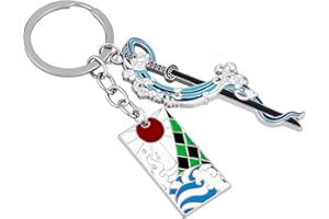 Weeb Keychains Demon Slayer Keychain Set - Tanjiro, Nezuko, Sanemi, Rengoku, Inosuke, Zenitsu, Muichiro & Obanai Demon Slayer Merch, Anime Keychain with Sword Charms, Anime Gifts