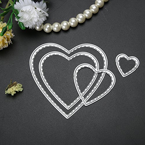Amazingdeal365 4 PCS Herz Metall Form Schablonen Schneiden DIY Dekor Sammelalbum Karten Buchzeichen Lesezeichen als Geschenk für Freunde Geburtstag Kinder,Kindergarten Hobby Schule Handarbeit Unterricht usw. Ein tolles Geschenk! - 6