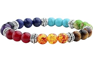 Jsdde Jewellery Unisex Energy Therapy Root Chakra Yoga 7 Chakra Healing Balance Bracelet Bangle Stretch Bracelet