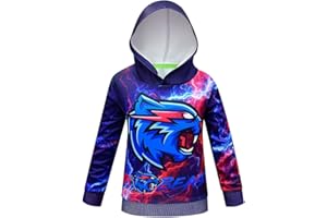 Delanhon Boys Girls Youtuber Gamer Merch Hoodies 3D Cool Hoody Funny Pullover Sweatshirts Long Sleeve Hooded Jumpers 4-13 Years