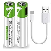 OSELTECH Rechargeable AAA Batteries 1.5V 750Mwh USB Lithium Ion Rechargeable AAA Battery With USB Type C Charging Cable, High