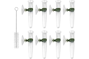 CiShow Lot de 8 tubes à orchidée, tubes à eau, tubes à fleurs en plastique transparent, avec ventouse, tube de fleurs en plastique avec ventouse (avec brosse de nettoyage)