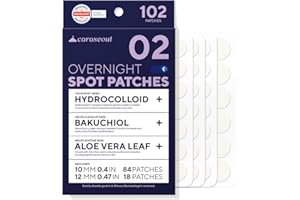 ‎CARASEOUL Caraseoul über Nacht Pickel-Patches – Stärker & Haftfester, 2 Größen Hydrocolloid, mit Bakuchiol & Aloe Vera, Korean Skincare, Dermatologisch Getestet, Pimple Patches (102 Stück)