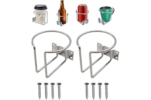 Geloo 2 portabicchieri universali per auto, in acciaio inox, a forma di anello per barche, yacht, camper, per barche, binari, montaggio a parete, lattine di bevande, tazze, bottiglie, birra
