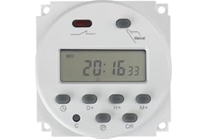 Baomain Timer digitale LCD programmabile CN101C Ingresso 12V Uscita 12V DC/AC 16A SPST Supporto 17 volte Giornaliero Settimanale Programma Interruttore Relè Tempo