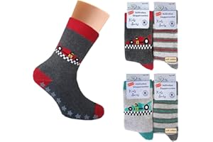 PALLEON Lot de 4 paires de chaussettes thermiques pour garçon avec ABS - Chaussettes en éponge intégrale pour enfant