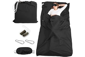 BORISCA 220x90cm Verde Lenzuolo Sacco a Pelo + Paraocchi + Moschettoni*2, Morbido e Confortevole Estivo Sacco a Pelo Ultraleggero, Sacco Lenzuolo da Viaggio Ultraleggero per Campeggio, Hotel, Treni