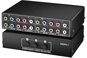BolAAzuL Component AV Video Switch Box 3 en 1 Out, 3 puertos 5 RCA YPbPr Cable RGB Componente AV Switcher Selector Convertidor 3 Vías Plug & Play para Retro Gaming PS2 Wii Xbox DVD Player TV