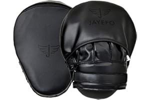 Jayefo Glorious Boxing Pads Focus Mitts for Training - Punching Blocking Pad for Boxing, Kick Boxing, MMA, Muay Thai and Material Arts - Curved Punch Mitts - Standard Size - Black