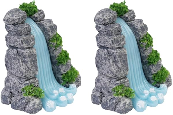 Namvo 2-pack Landskap Vattenfall Dekoration Mini Bonsai Staty Mini Zen Trädgårdsdekoration Glasbehållare Bonsai Tillbehör
