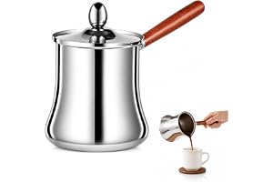 Turkisk stålkaffekanna med lock, 720 ml kaffekanna med näbb, gräddespott smörsmältningskanna för kaffe, te, mjölk, sås
