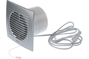 LIRAST Ø 100mm Ventilatore da Bagno D'argento con Cavo - Aspiratore Aria in Plastica - Ventola per Bagno Cucina WC