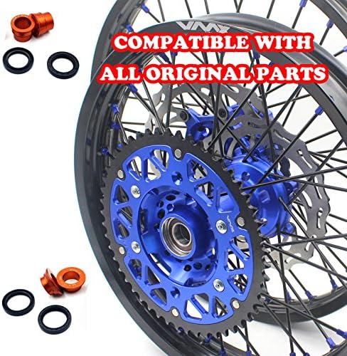 VMX 21"/19" KTM MX WHEELS RIMS SET FOR SX SX-F XC-W 125 150 250 350 450 505 525 BLUE NIPPLE AND BLACK SPOKE WITH DISC AND SPROCKET 03-17