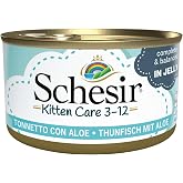 Schesir, Wet Cat Food Tuna Flavor Cream - for Kittens 0 to 6 Months - 20 Resealable Bags of 150 g (Total 3 kg)