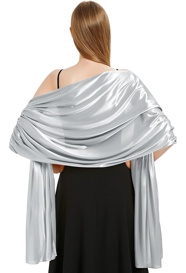 Ladiery Châle Écharpe Mariage Crêpe Transparent Scintillant - Châle Formel Femme Soirée