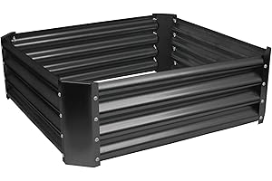 Harbour Housewares Raised Garden Bed - Anthracite - 90 x 90cm - Square - Bottomless Metal Raised Bed Galvanised Steel Planter Box for Growing Outdoor Plants, Vegetables, Flowers and Herbs