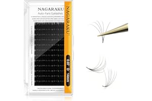 NAGARAKU Easy Fan Extensiones de Pestañas Self Fanning Eyelash Ruso Pestañas Con Volumen Y Fáciles De Abrir Con Efecto Abanico Automático Auto Fan Rapid Floración Natural Negro 12 Rows(0.07 D 14mm）