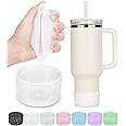 PICcircuit 2PCS for Stanley Boot, Silicone for Stanley Cup Boot 20-40oz&for Hydroflask Boot 12-24oz Glitter for Stanley Cup Accessories Tumbler Accessories for Stanley Bottom Protector, Clear
