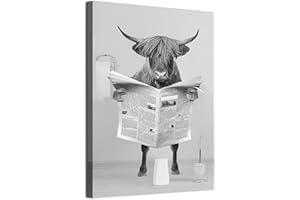 EPOKNQ Images drôles sur toile de bœuf des hautes terres, noir et blanc, motif vache des hautes terres, poster pour chambre à coucher, salon, décoration moderne, sans cadre (vache des Highlands, 20 x