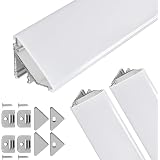 5x LED Alu-Eckprofile 2m (10m) – Mit Milchiger Abdeckung, Für 9mm LED-Streifen, 45-Grad-Winkel