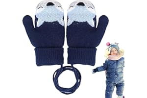 GXGM Moufle Enfant 3 Ans, Moufle Hiver Fille Garçon Moufle Epais Enfant Gant Tricoté avec Ficelle Gant Chaud Moufle Mignon en Motif de Cartoon pour Enfants de 3 Ans, 1 paire