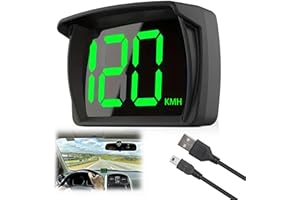 SUUOSL Digital GPS Speedometer Car kmh HUD, Heads up display, Real-Time Speedometer Car Suitable for Truck, SUV, Motorcycle, USB Plug & Play, LED Large Font - Clear & Accurate (KMH)