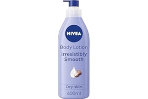 NIVEA Irresistibly Smooth Body Lotion (400ml), 72H Hydration NIVEA Moisturiser for Soft and Smooth Skin Made with Pure Hyaluron and Shea Butter, Intensive Moisturising Body Moisturiser