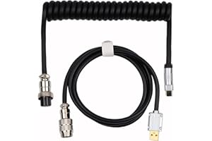 EPOMAKER Puff Aviator Coiled - Cable de Teclado mecánico para Videojuegos (Tipo C, Desmontable), Apto para RT100/TH68 PRO/TH80 PRO/TH96/TH80 SE/CIDOO V65. etc.