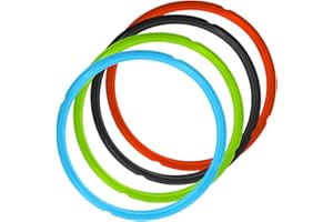 FineGood silikonowe pierścienie uszczelniające do garnka Instant Pot, 4 kolory, 5/6 l, edycja Sweet and Savory, akcesoria do szybkowaru, czerwony, czarny, niebieski, zielony, 4 szt