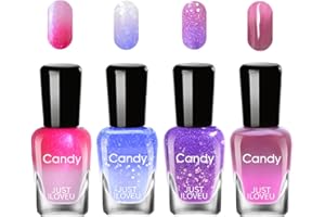 SONGQEE 4PCS Nagellack mit Temperaturänderung Farbtemperaturregelung Nagellack - Langanhaltender Nagellack Set – Farbwechsel, Temperaturkontrolle Nagellack, Nagelkunst-Design, ohne UV-Lampe (A Set)