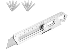 Dachiy Cutter Professionnel Rétractable En Acier Inox, Avec 10 Lame Cutter(18 mm), Couteau Utilitaire Polyvalent, Cutter De Précision Avec Mécanisme De Changement Rapide, Pour Bureau, Maison