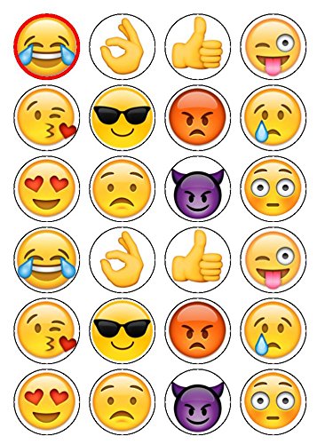 Essbare Oblaten, mit Emoji-Motiven, 24 Stück