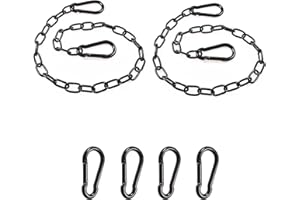 VIMMVID Set di 6 catene a maglie nere, catena da 500 mm, con moschettone per appendere gabbie per uccelli, vasi da fiori, cancelli da giardino, robusti e durevoli