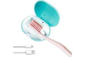 AEIPOU UV Sanitizer Toothbrush Case Green Portable Rechargeable Toothbrush Sterilizer Holder for Electric Manual Toothbrushes Disinfects Mini UV Toothbrush Holder