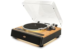 House of Marley Soul Rebel Bluetooth Turntable - 3-Speed Sustainably Crafted Vinyl Record Player with Built-in Speakers, Included Audio-Technica Cartridge, LED Light, Metal Platter & Built-In Pre-Amp